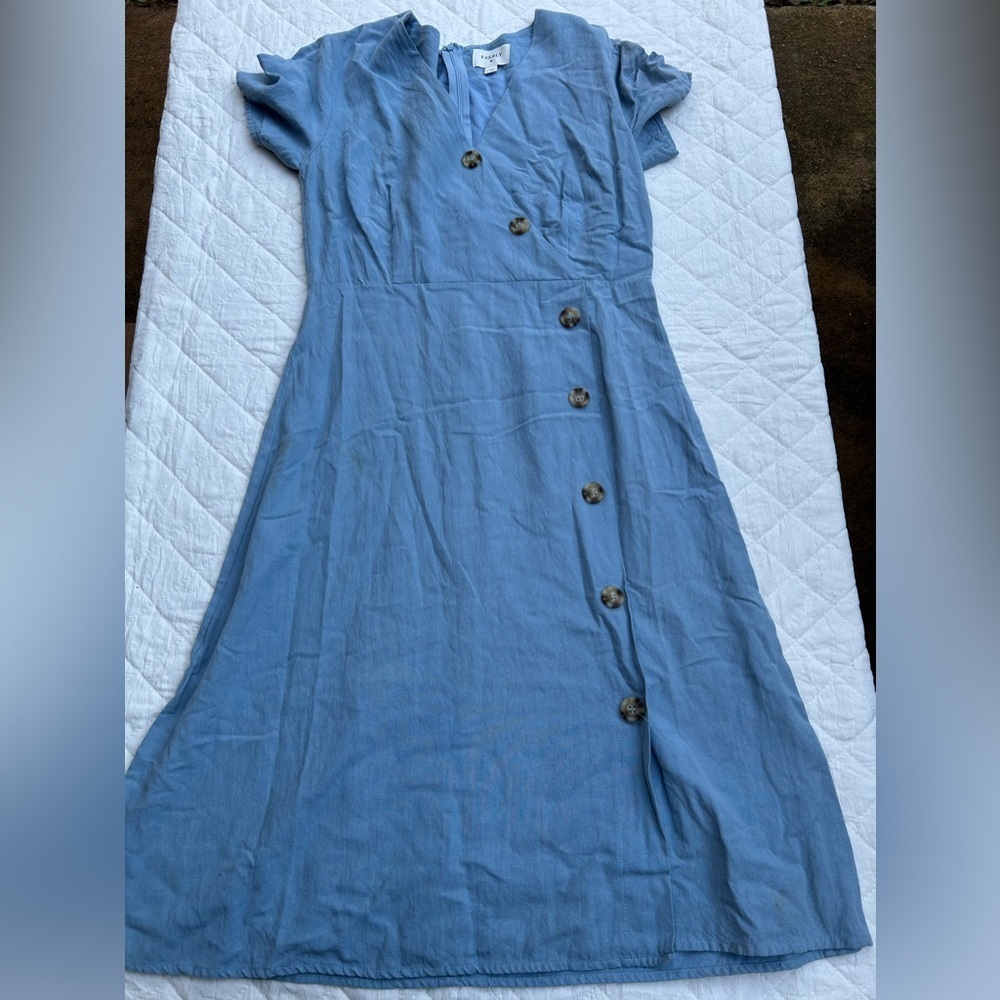 Everly Elegant Blue Button-Down Dress